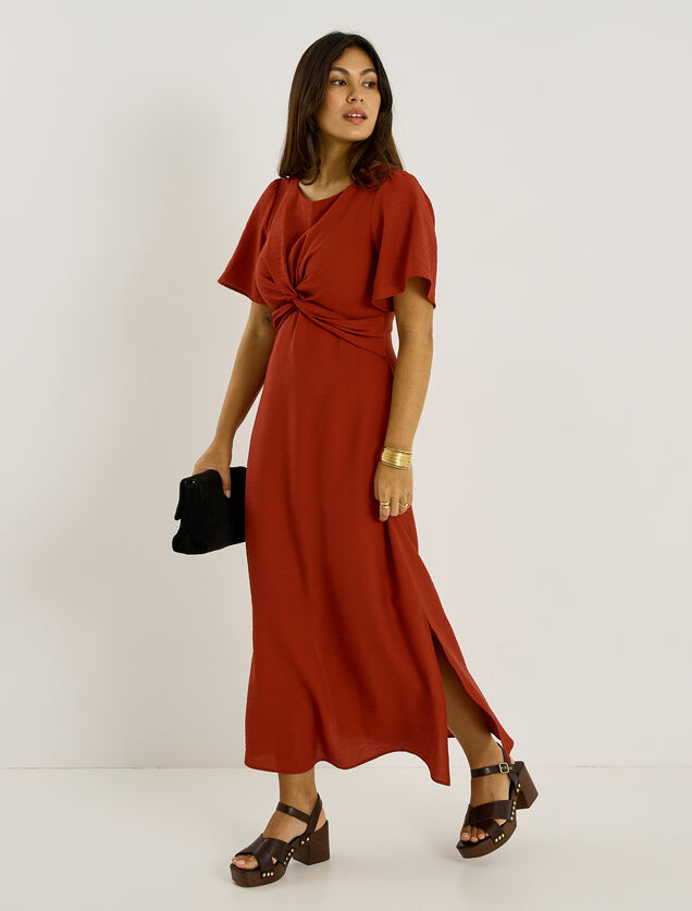 Robe longue habill&eacute;e unie &agrave; fentes