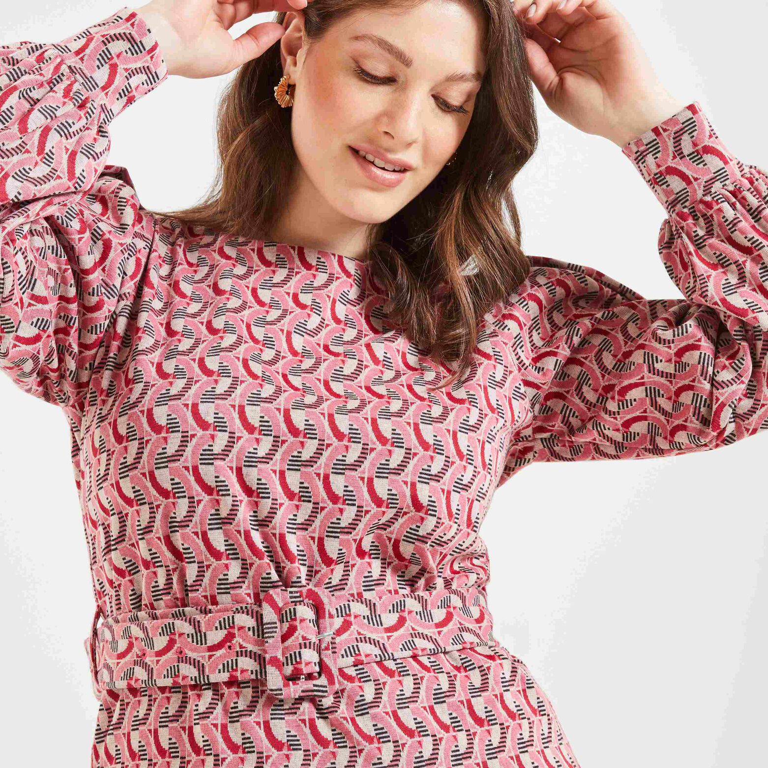 Robe maille imprimée femme