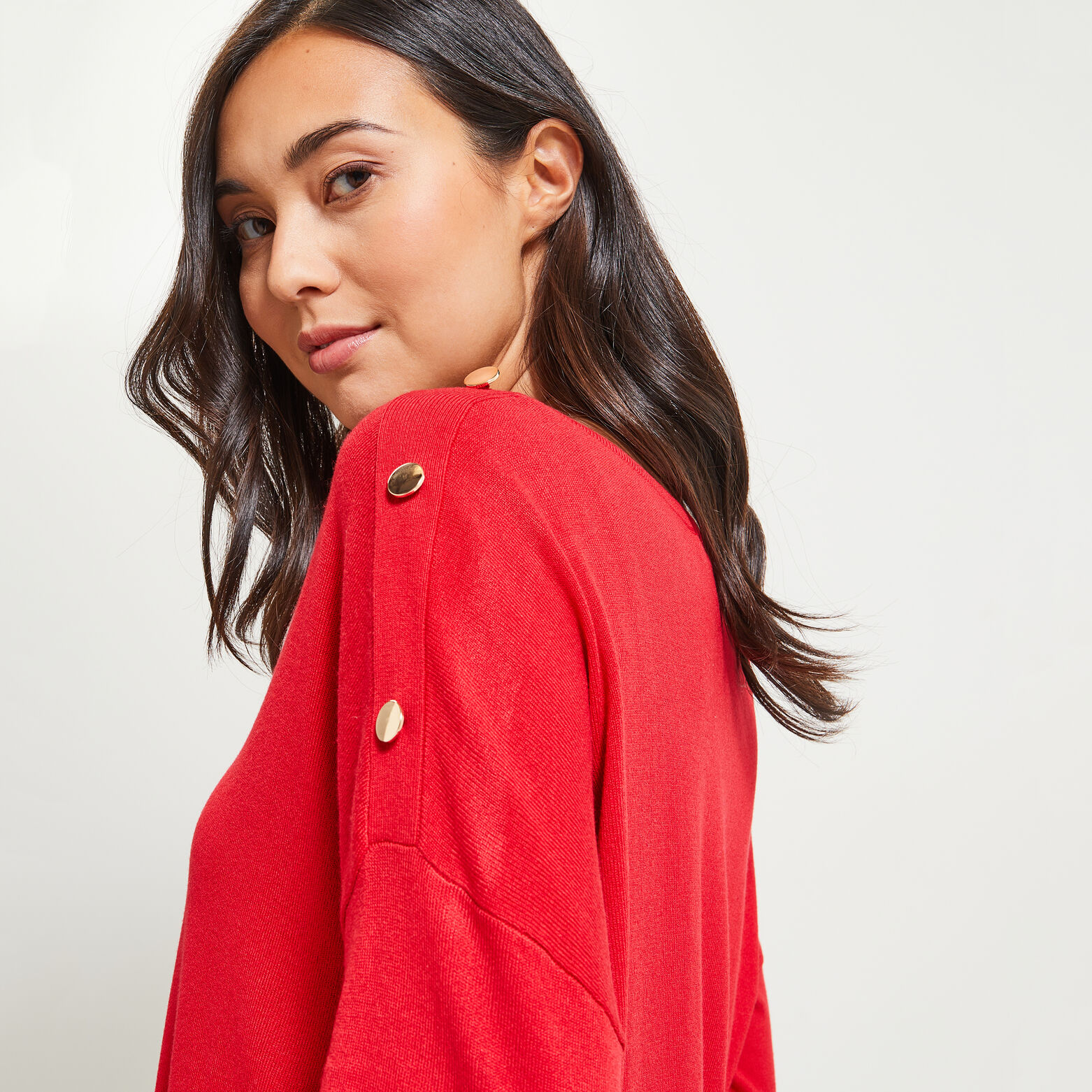 Pull col V femme