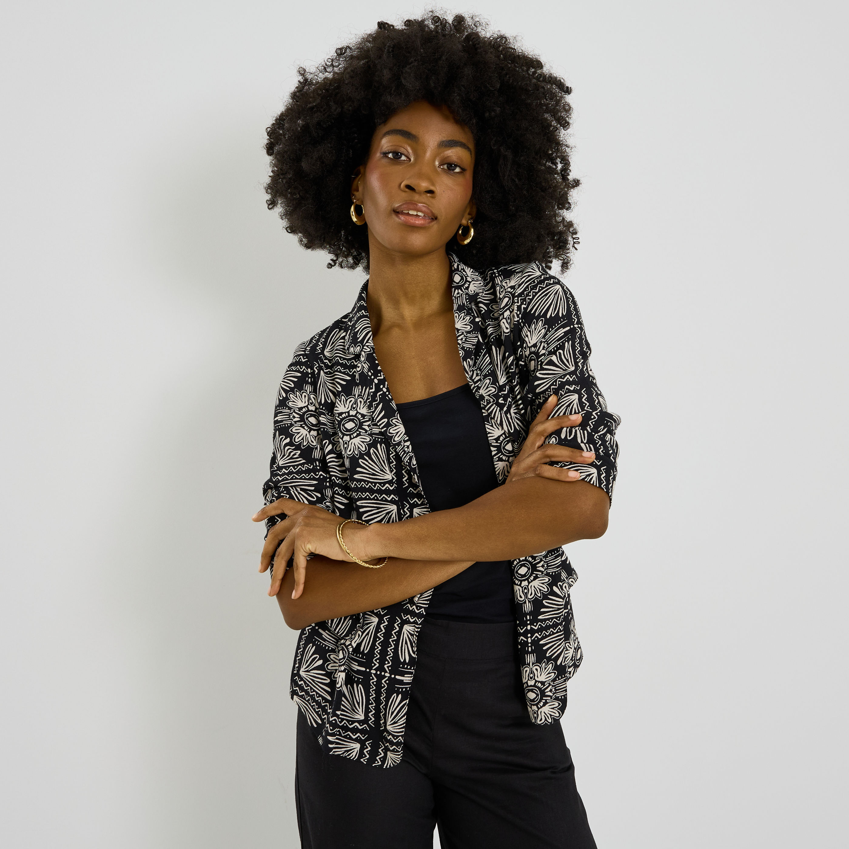 Veste blazer imprim&eacute; femme