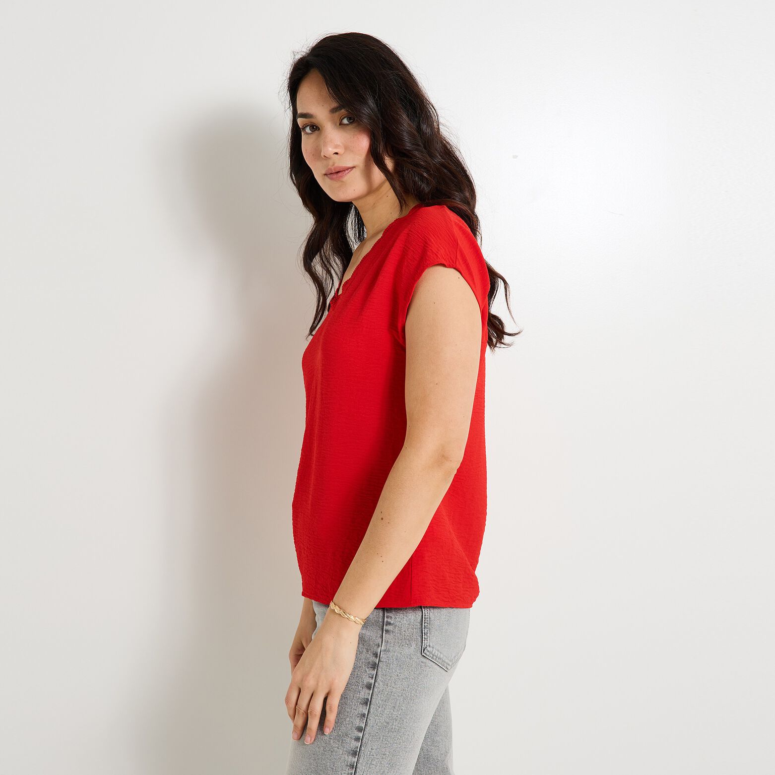 Blouse col V femme