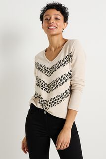 Pull col V femme