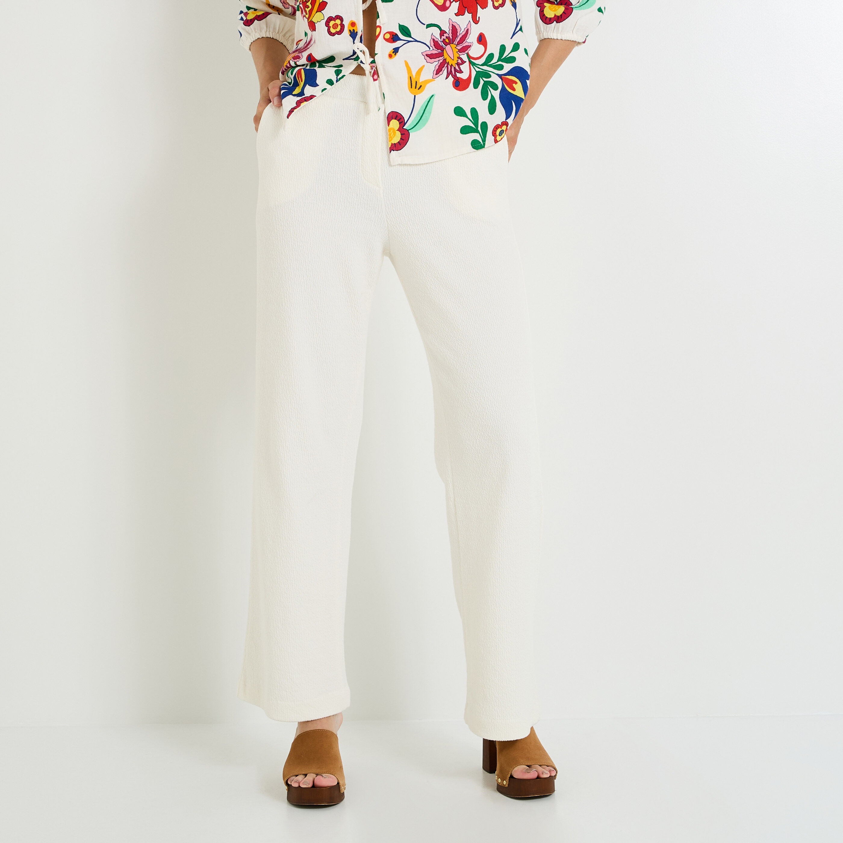 Pantalon large en maille femme