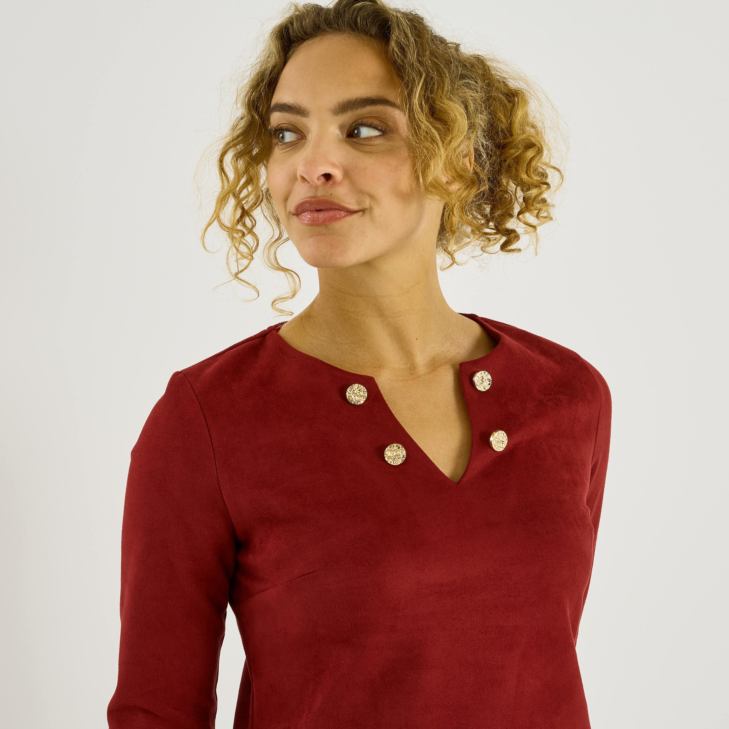 Robe courte en su&eacute;dine