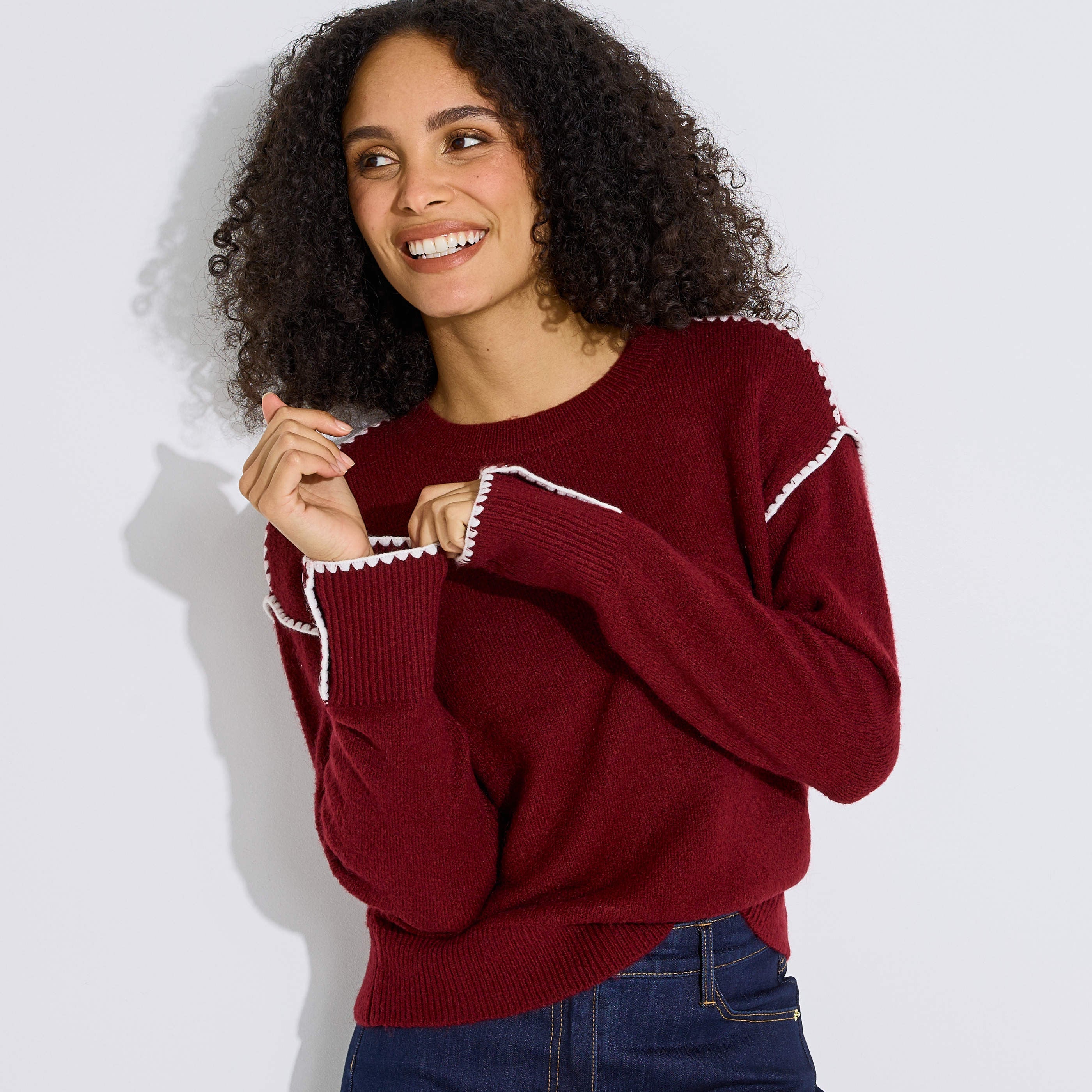 Pull en maille manches longues femme