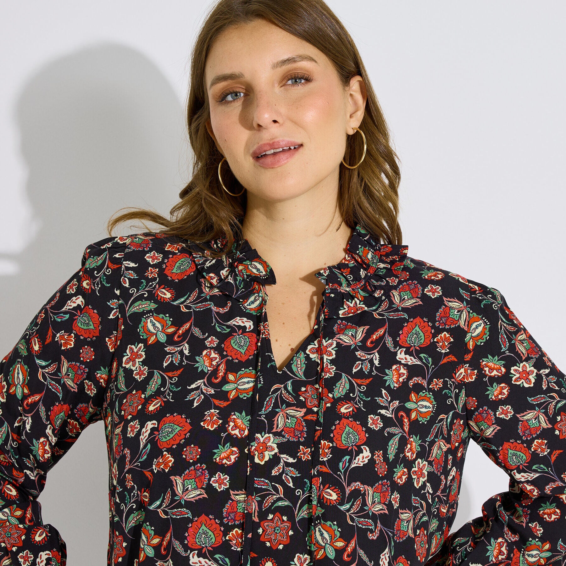 Blouse fluide &agrave; fleurs femme