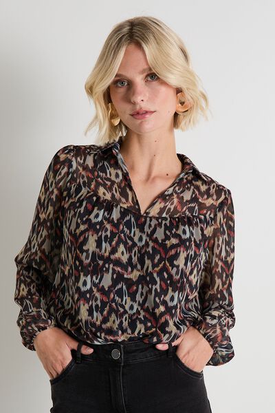 Blouse imprimée col V femme