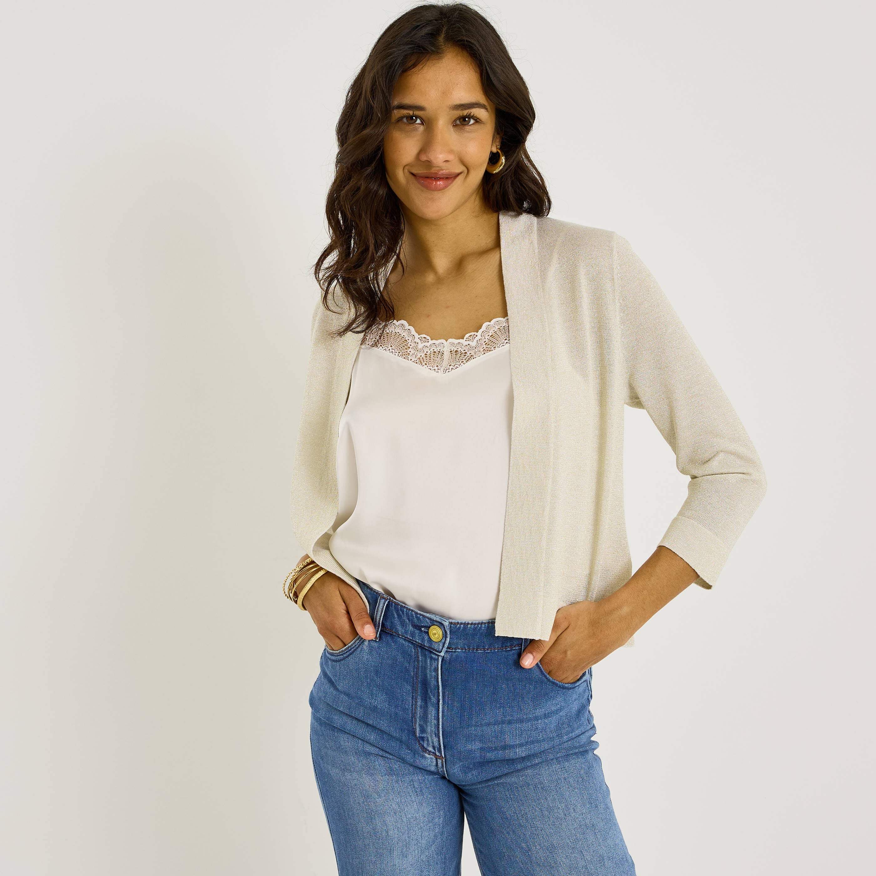 Gilet basique manches 3/4 femme