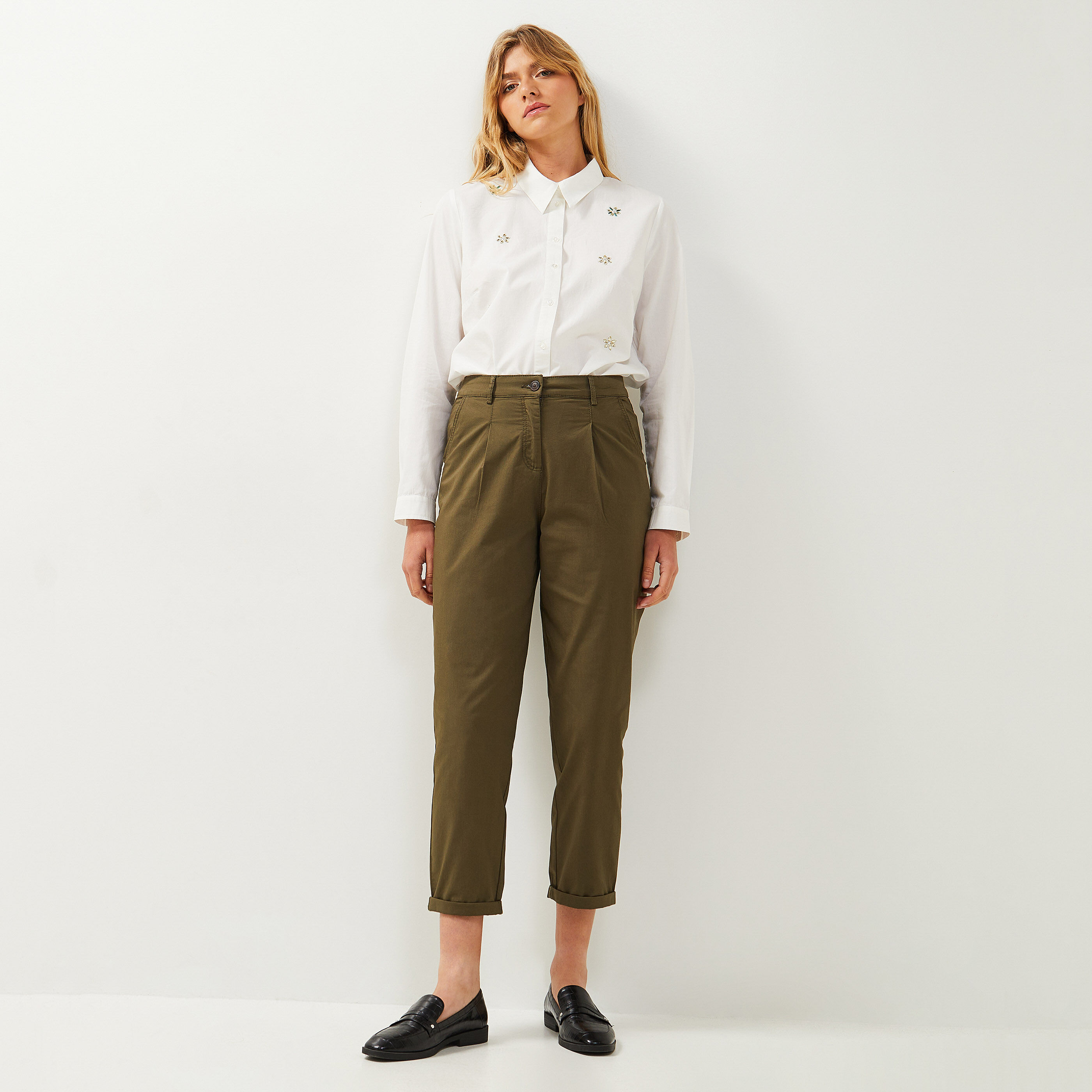 Pantalon chino raccourci femme