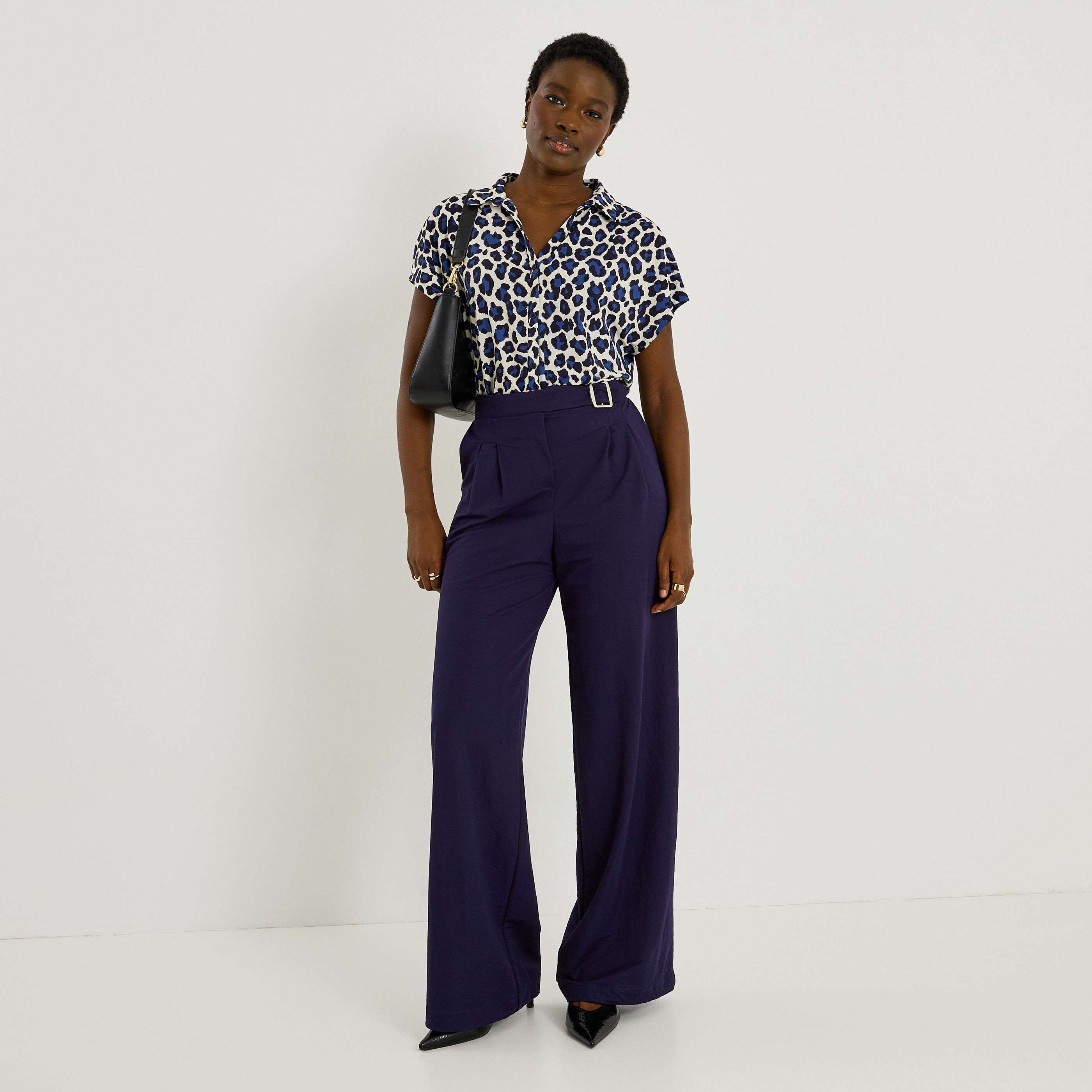 Pantalon large boucle taille femme