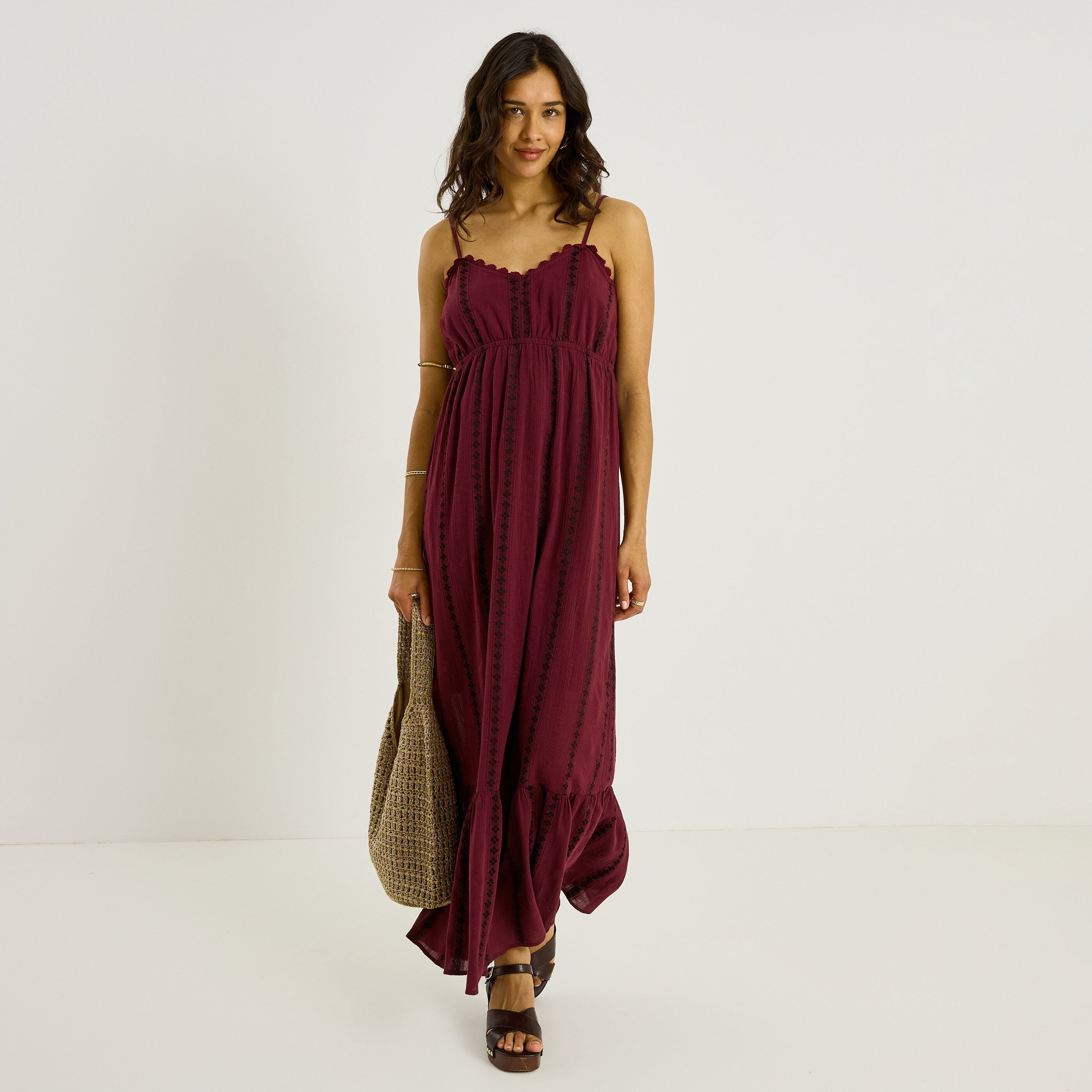 Robe boh&egrave;me longue &agrave; bretelles