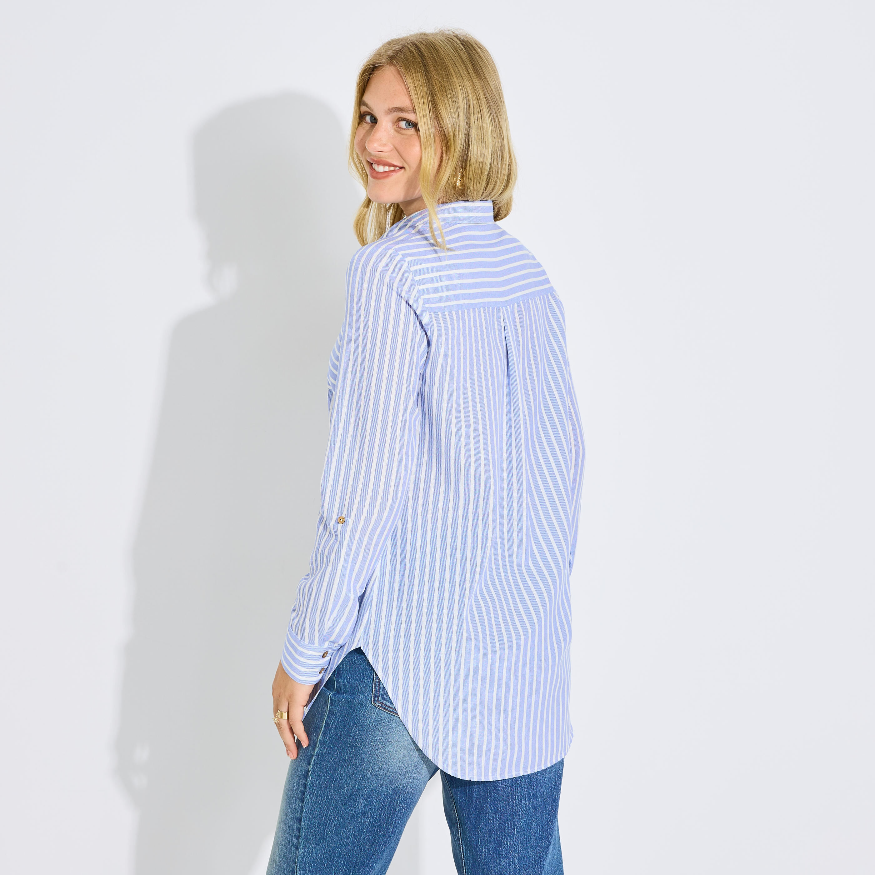 Chemise longue &agrave; rayures femme