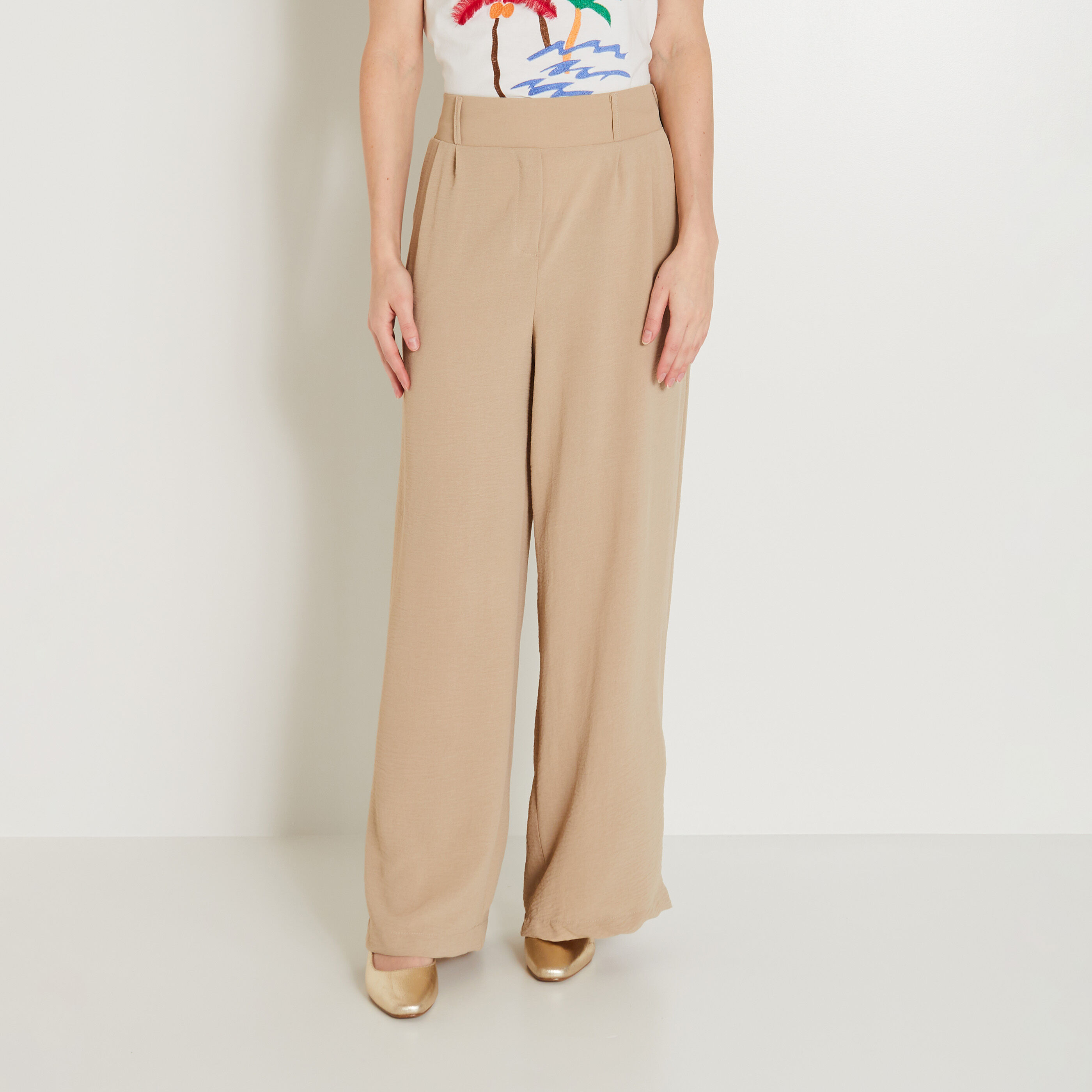 Pantalon &agrave; pince large femme