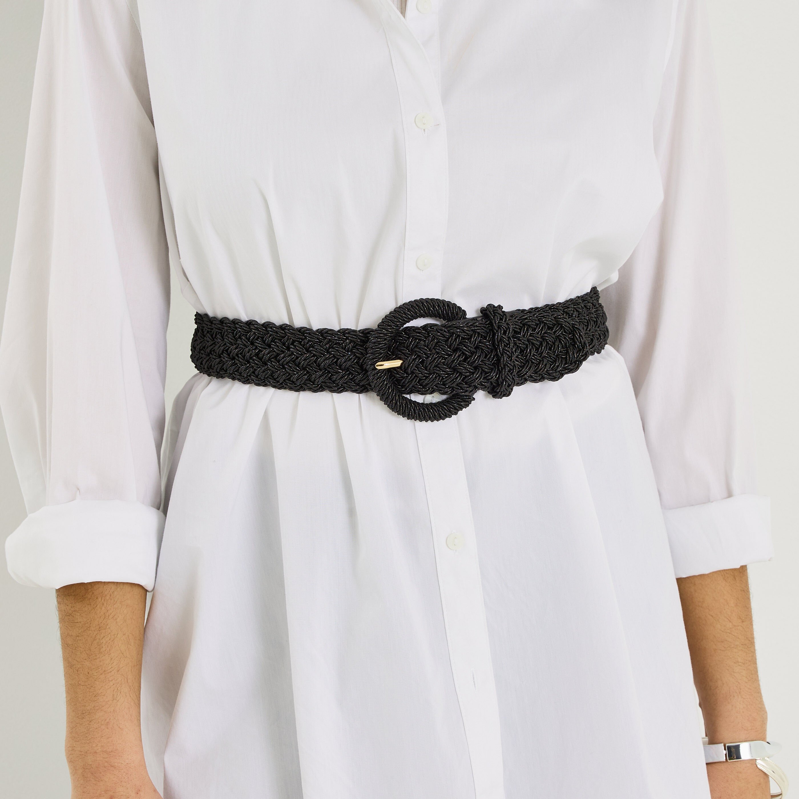 Ceinture large tressage brillant femme