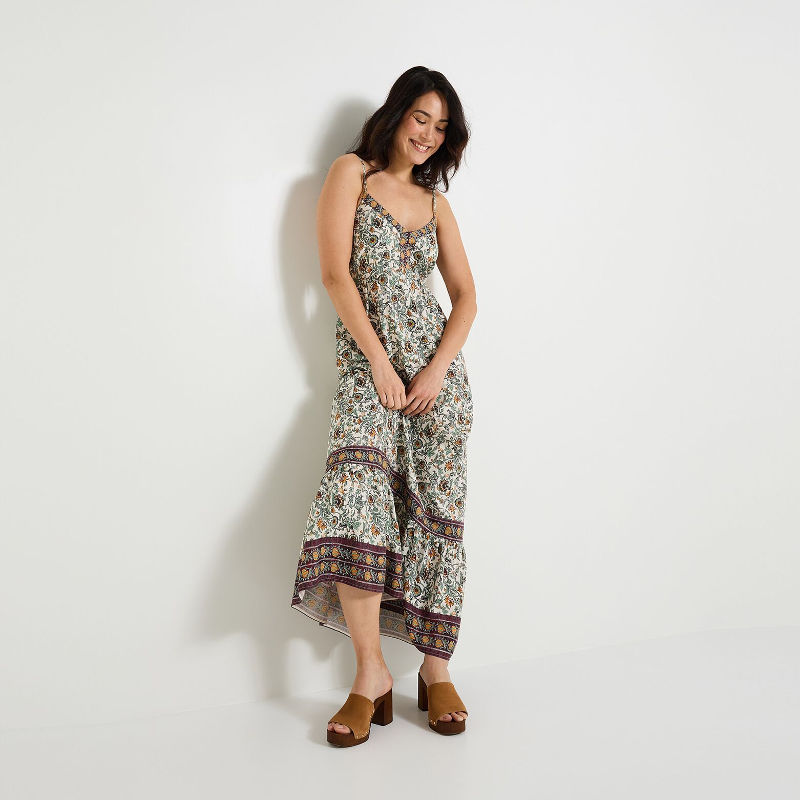 Robe longue imprimée femme