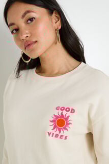 Sweat print good vibes femme