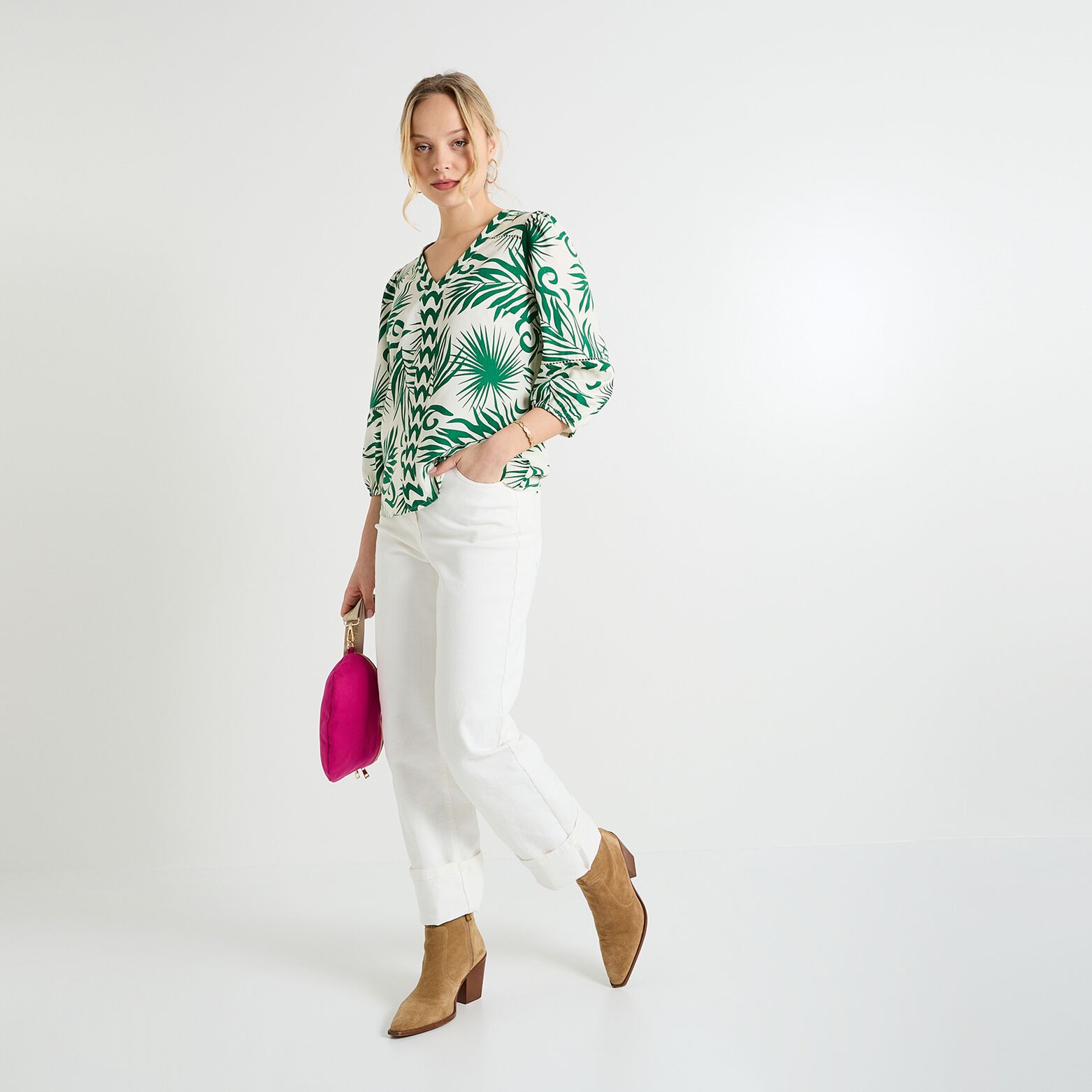 Blouse col V femme