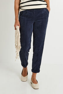 Pantalon en velours à revers femme