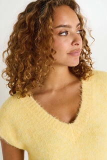 Pull sans manches col V femme