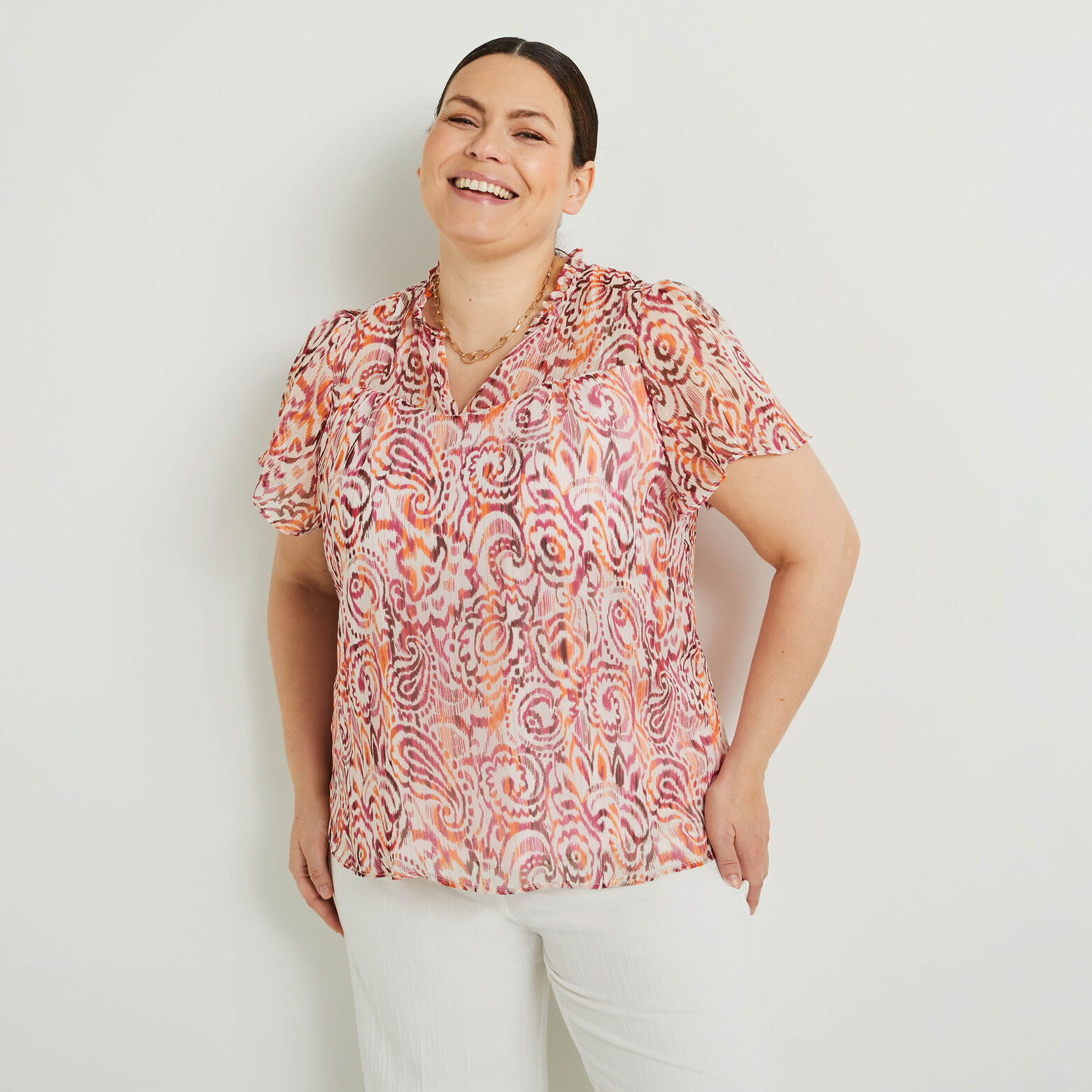 Blouse col V femme
