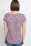 T-shirt imprimé col V femme