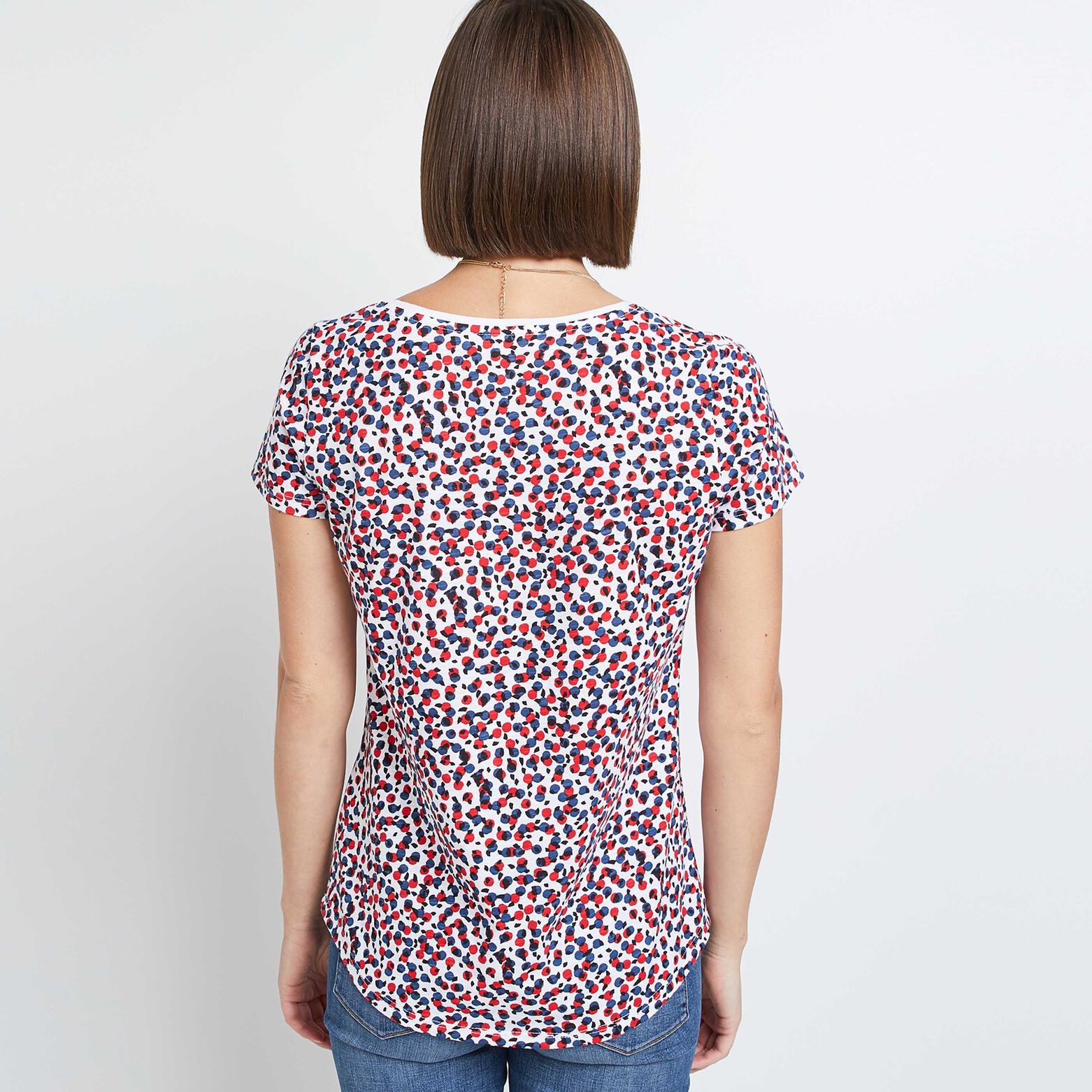 T-shirt imprimé col V femme