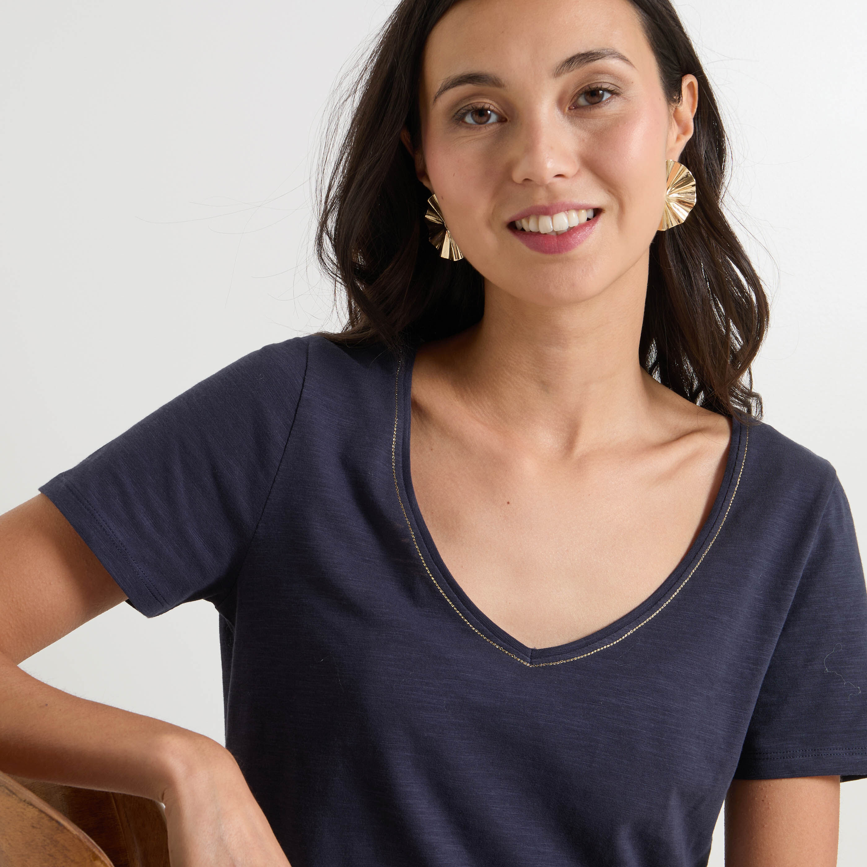T-shirt col V femme