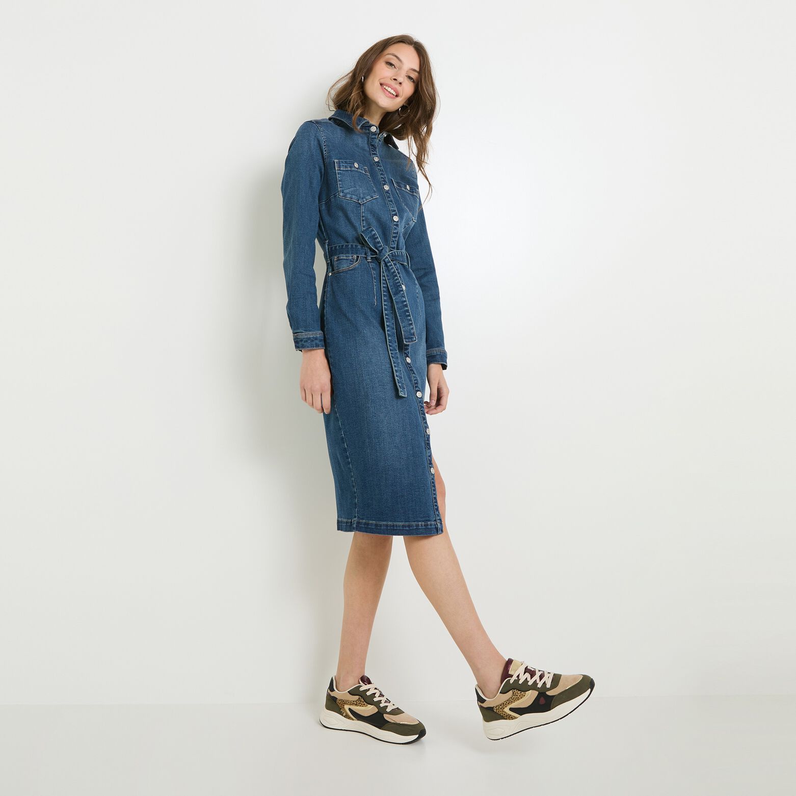 Robe col chemise femme