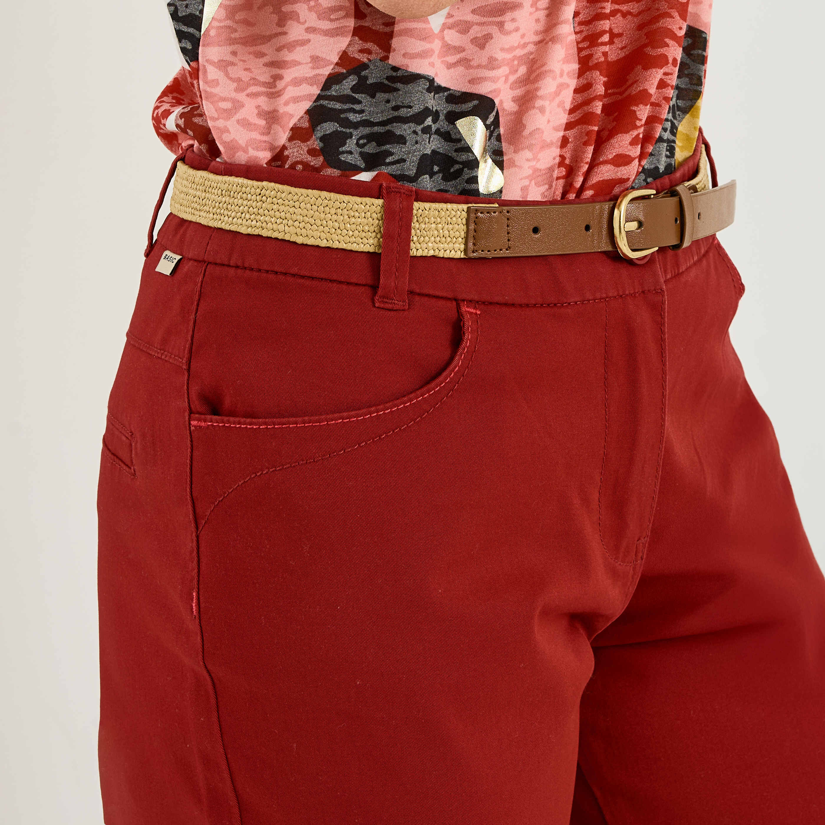 Pantalon chino avec ceinture femme