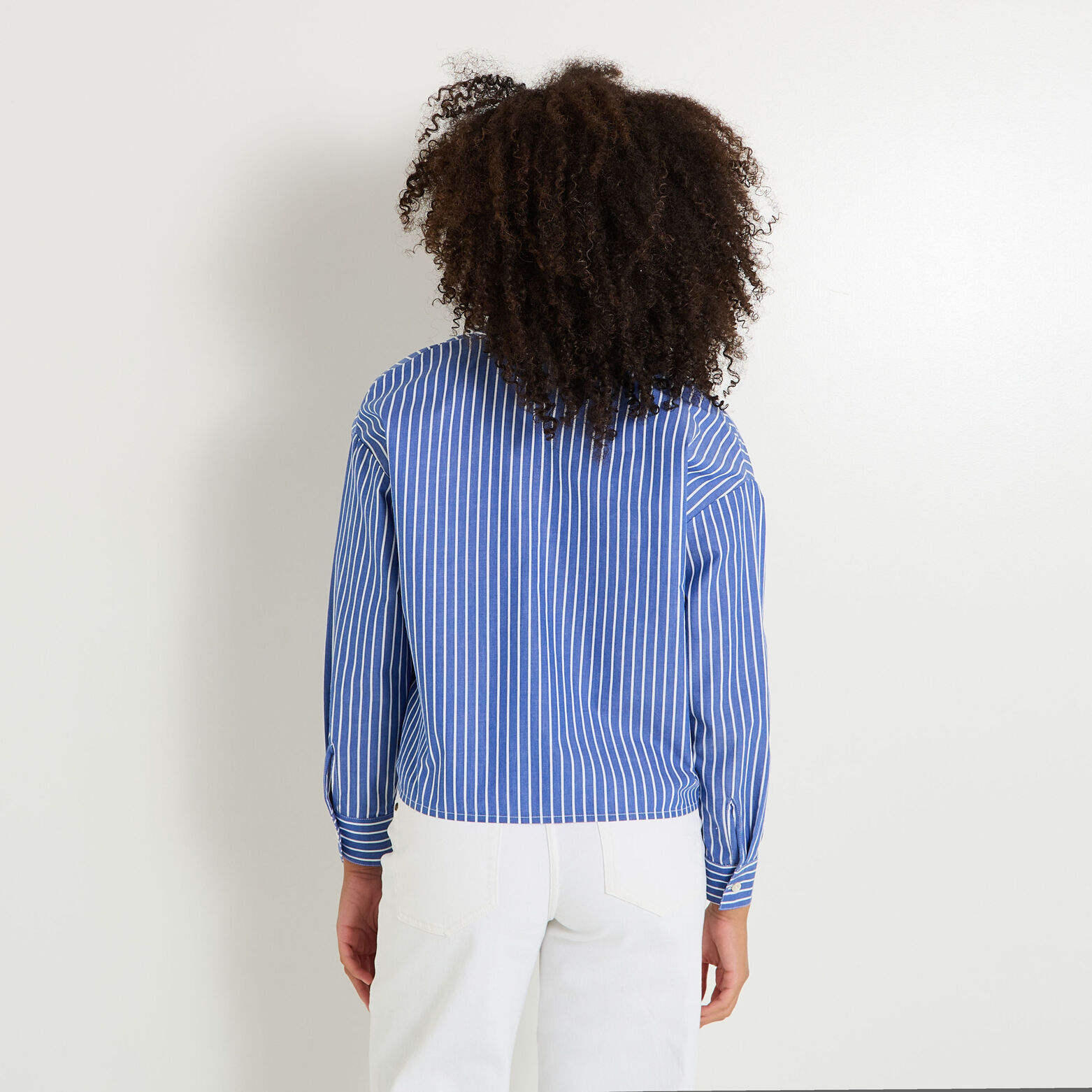 Chemise rayée à broderies femme