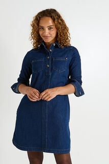 Robe denim col chemise