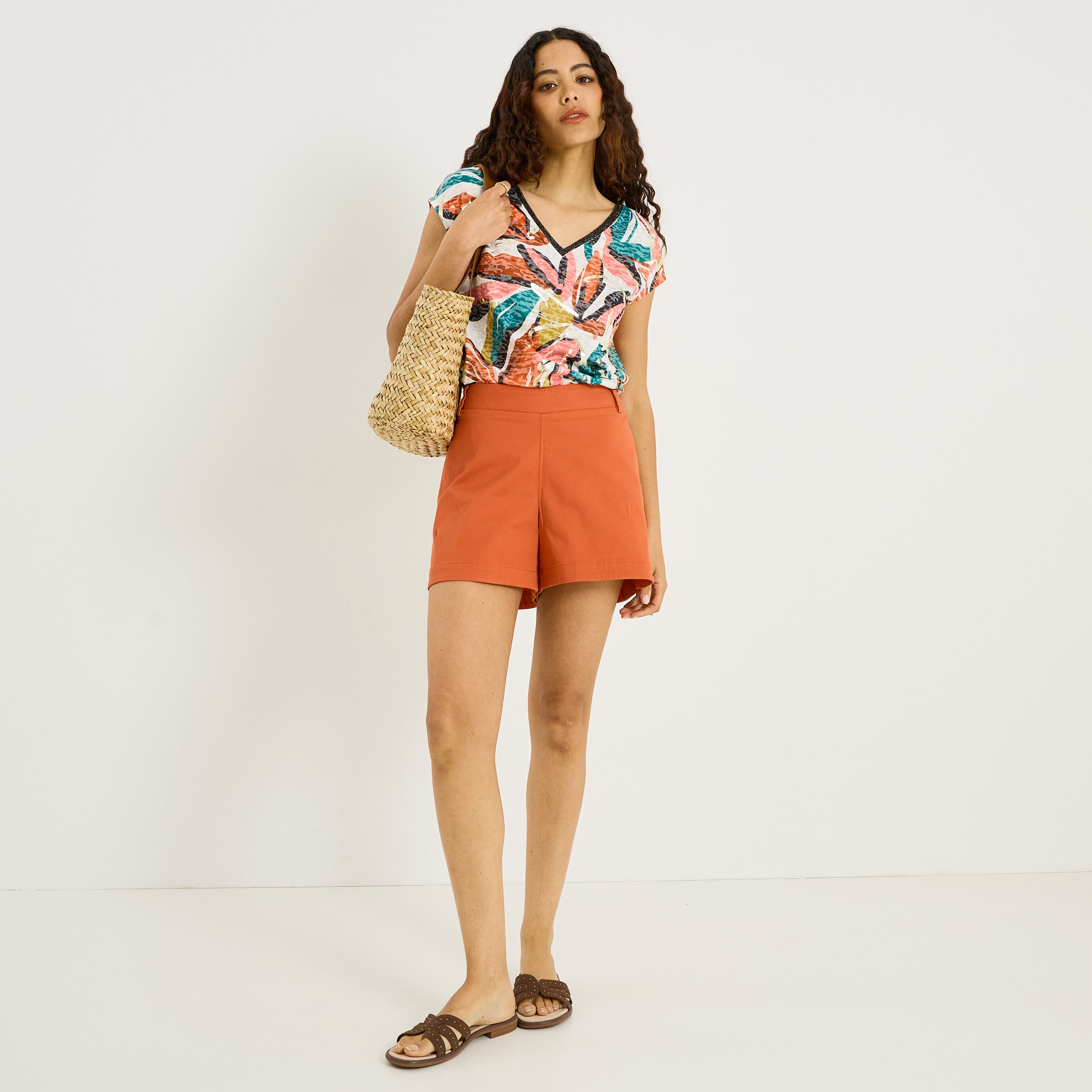Short taille &eacute;lastiqu&eacute;e femme