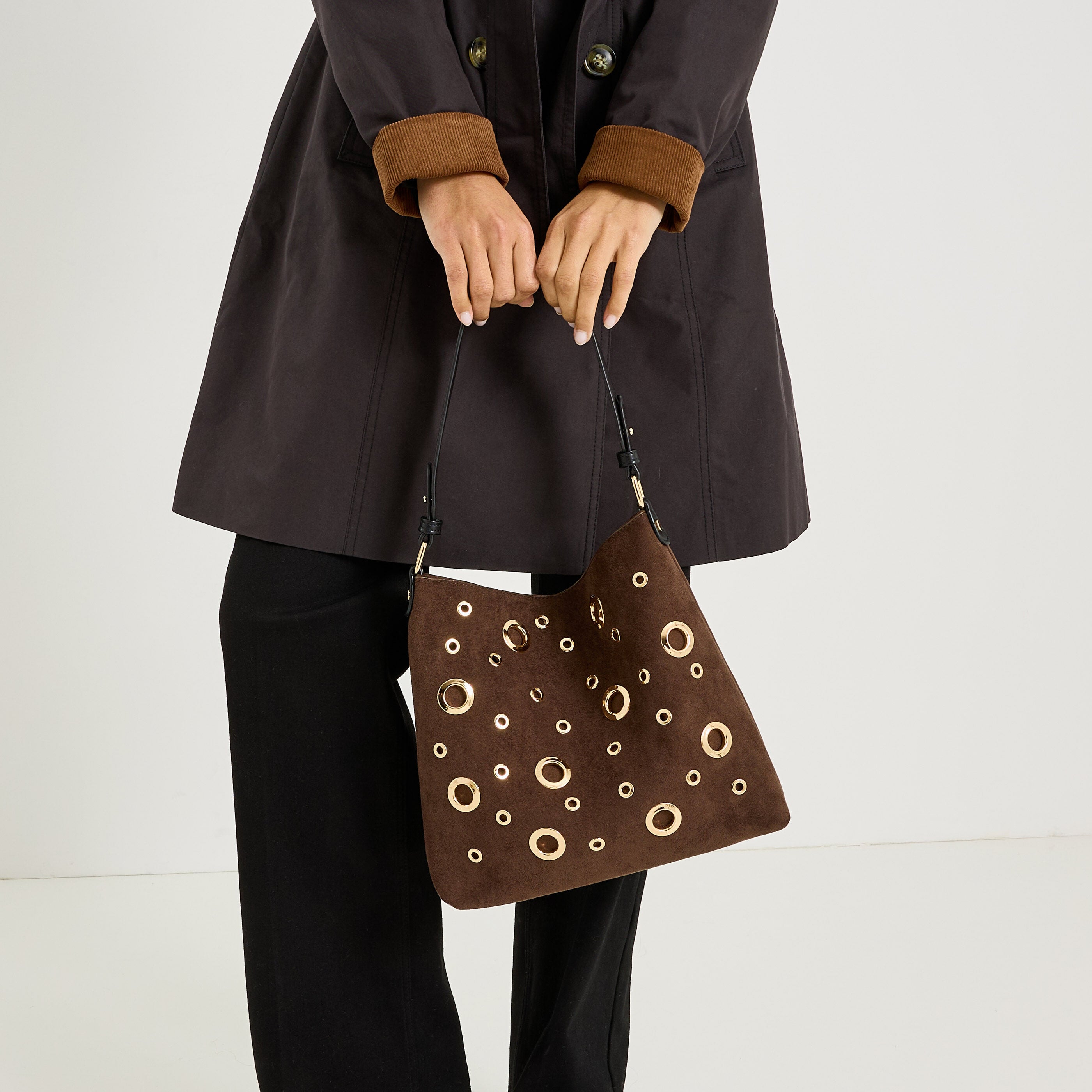 Sac su&eacute;dine &agrave; &oelig;illets femme
