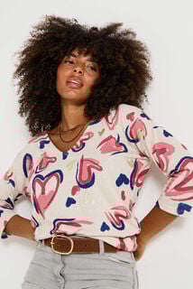 T-shirt imprimé cœurs femme