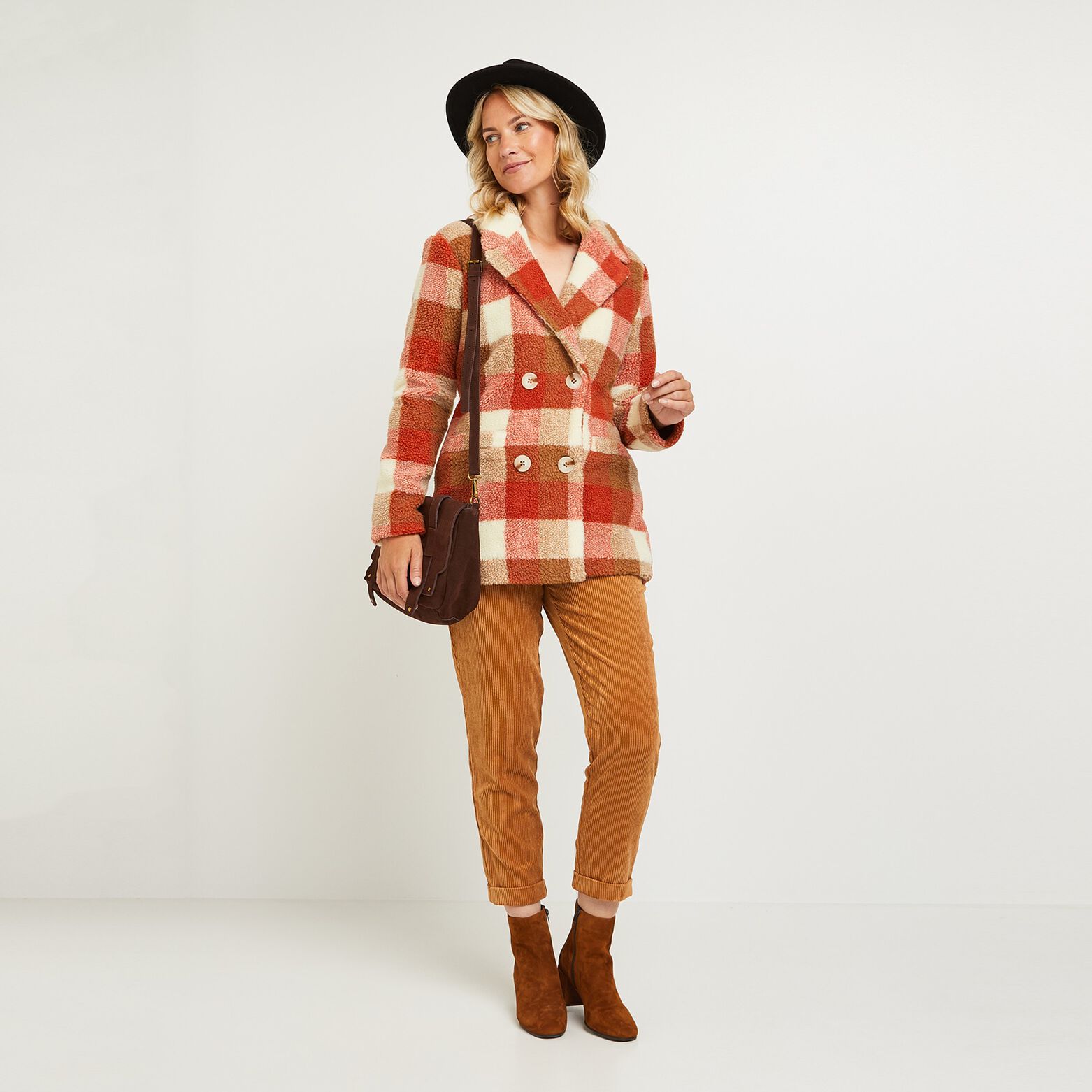 Manteau à carreaux femme