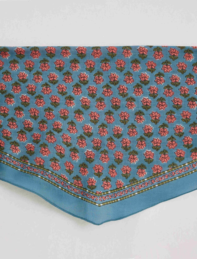 Foulard en coton imprim&eacute; fleuri femme