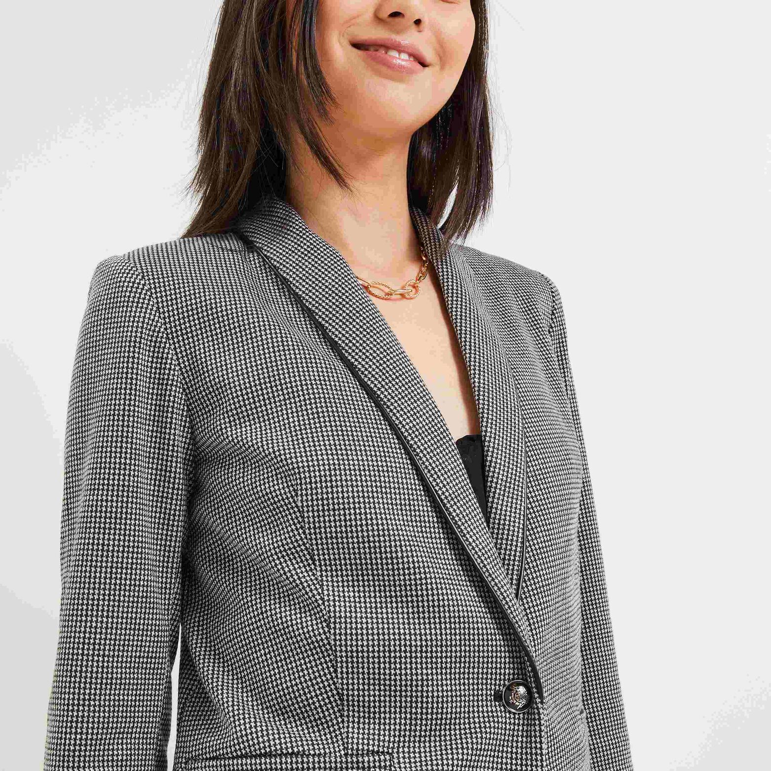 Veste blazer pieds de poule femme
