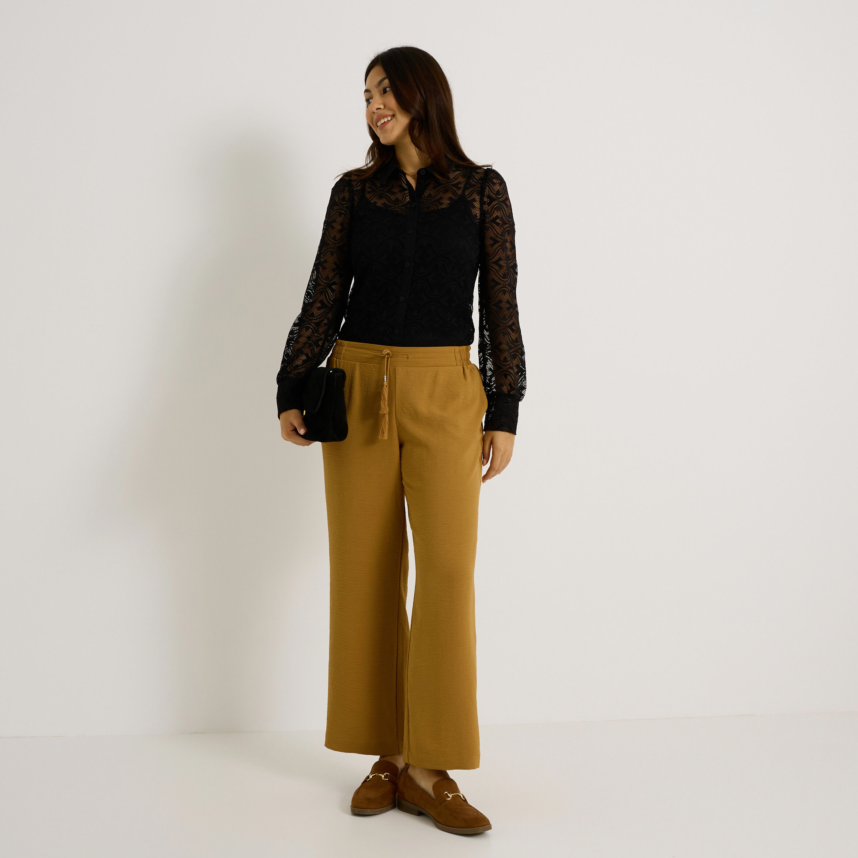 Pantalon large fluide femme