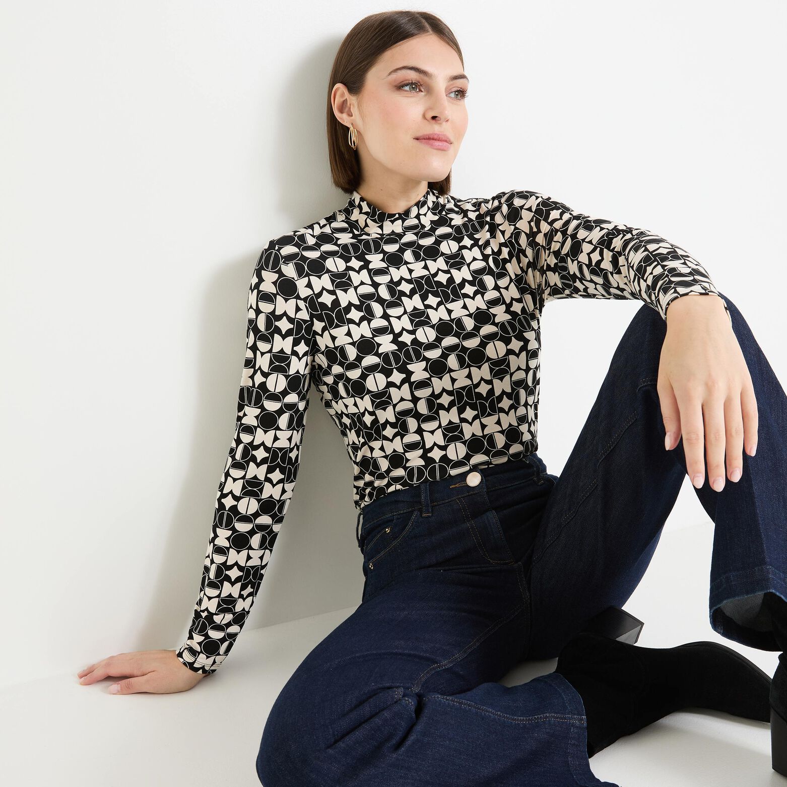 T-shirt col montant femme