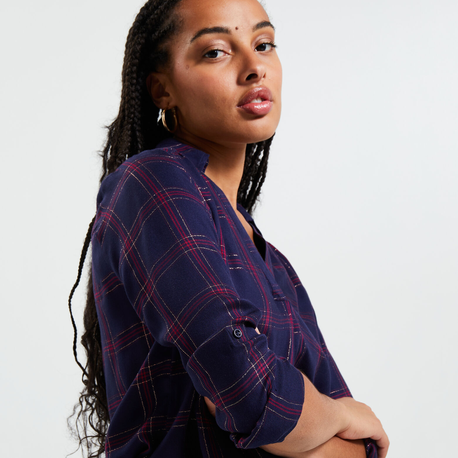 Blouse à carreaux femme