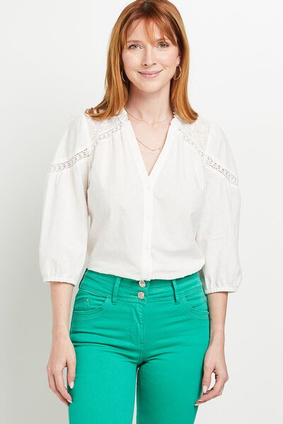 Chemise manches 3/4 dentelle