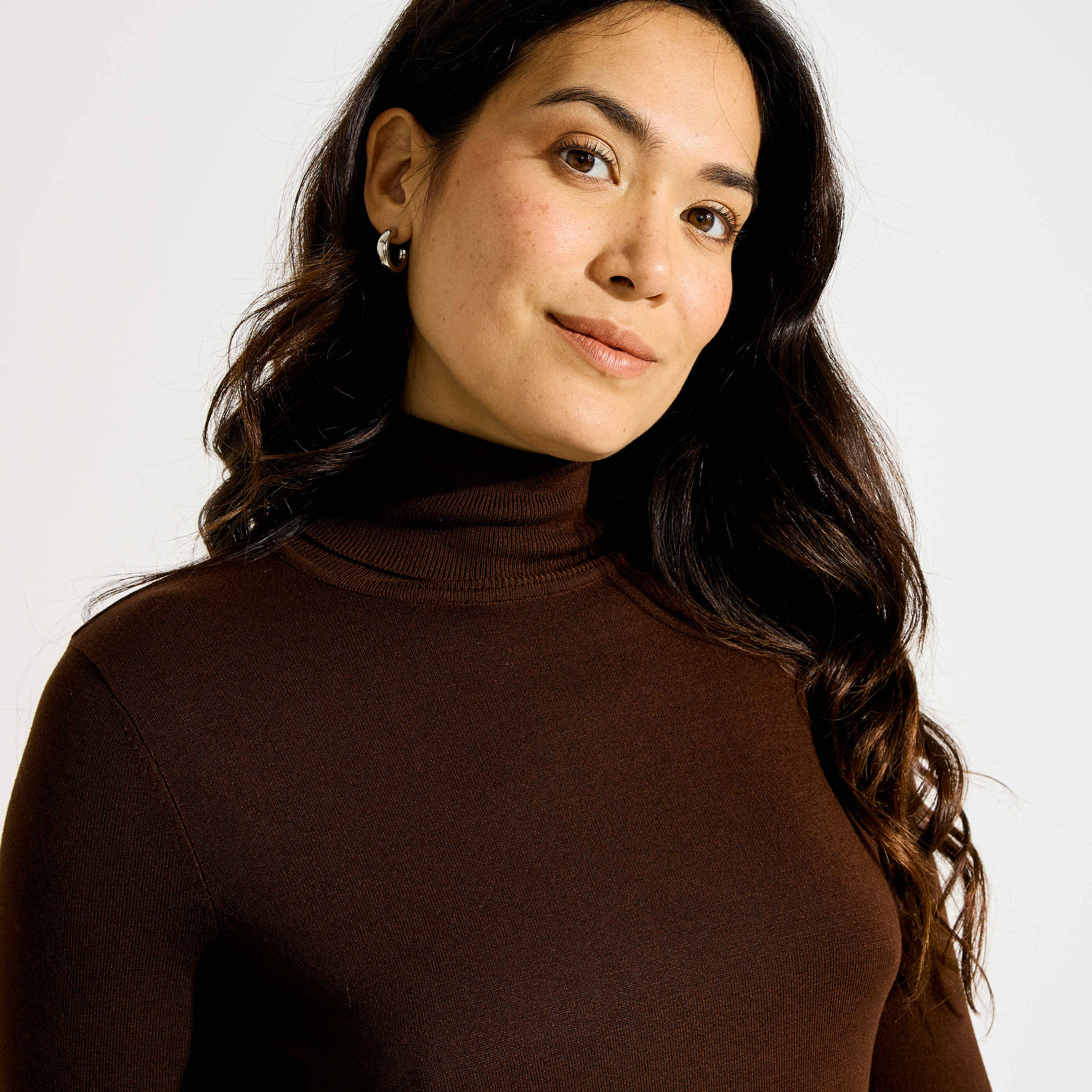 Pull col roul&eacute; maille fine femme