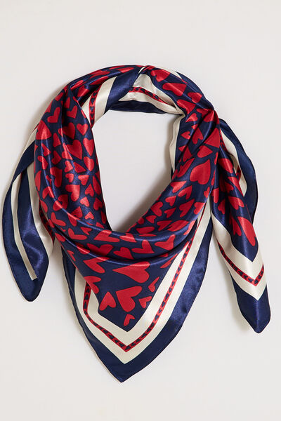 Foulard carré motif cœurs femme