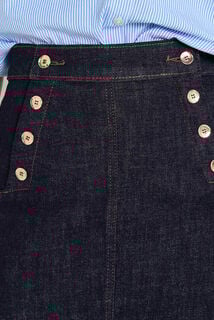 Jupe trapèze en denim à pont 