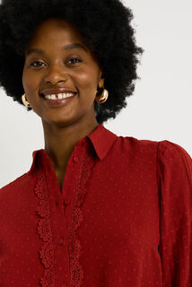 Chemise plumetis manches plissées femme
