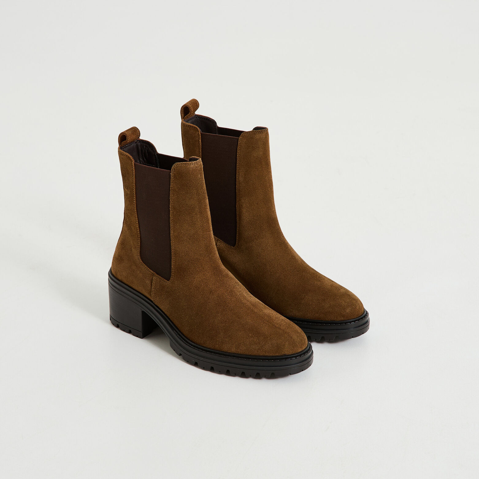 Bottines en croûte de cuir femme