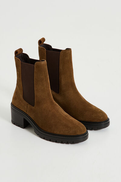 Bottines en croûte de cuir femme