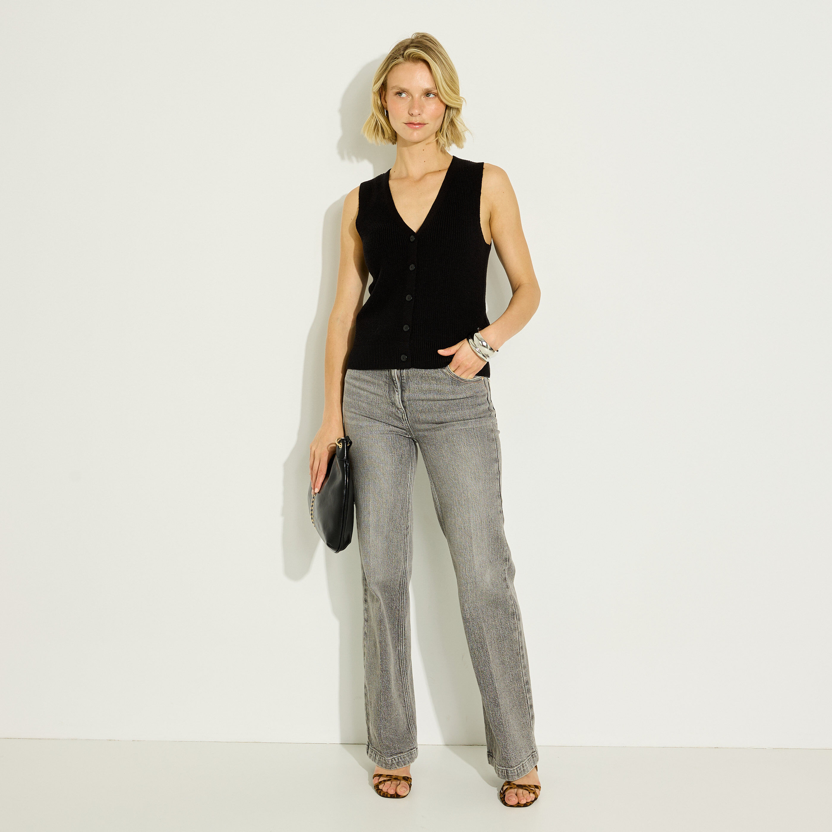 Gilet sans manches col V femme