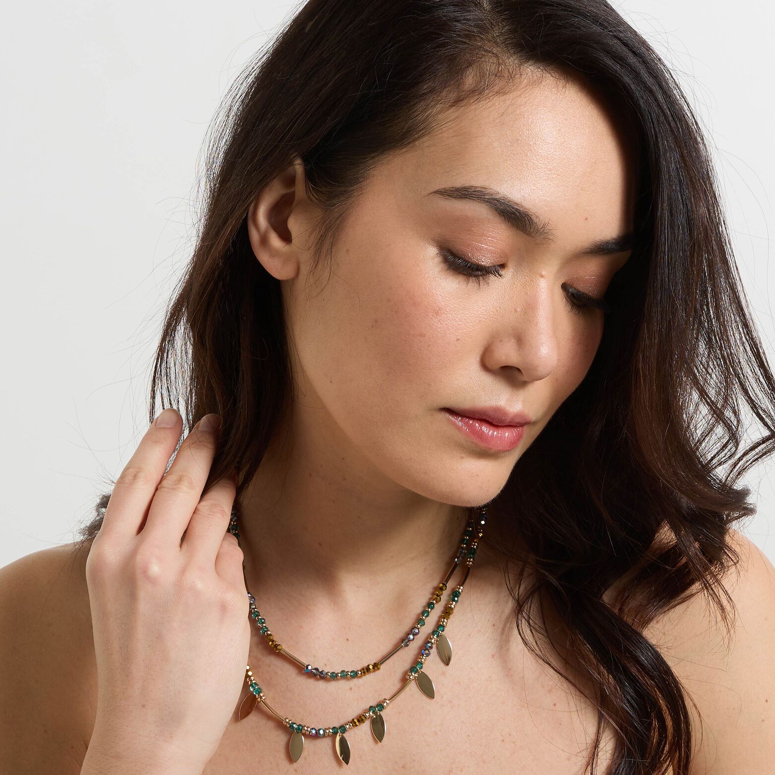 Collier 2 rangs pierres facettées