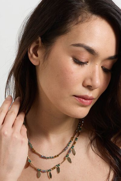 Collier 2 rangs pierres facettées